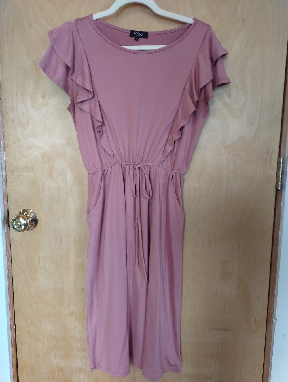 Roolee Mom Pink Flutter Sleeve Nursing Dress